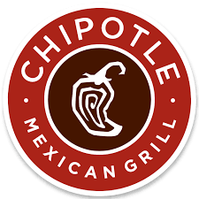 image of the Chipotle Restaurant logo. A red circle with the outline of a chili pepper in the center. The words around the circle in white say Chipotle Mexican Grill