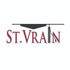 Image of the St. Vrain logo.  A graduation cap over the words St. Vrain.