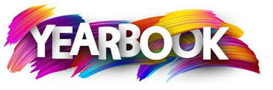 Multicolor paintbrush strokes with the text: Yearbook in white.