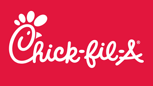 Image of the Chick-fil-A logo. Read back round with white letters that says Chick-fil-A.