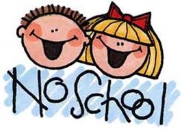 Cartoon of a boy and girl with the text No School underneath.