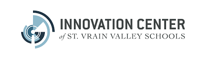 Text:  Innovation Center of St. Vrain Valley Schools on a white backround,