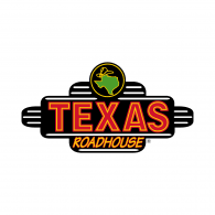 Clip art of the Texas Roadhouse logo:  neon looking sign with a shadow image of Texas in green and the words Texas Roadhouse.