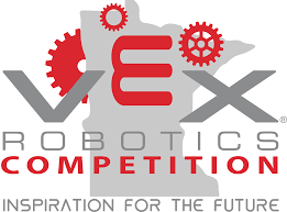 Logo of VEX Robotics Competition featuring gears and the state outline of Minnesota with the tagline "Inspiration for the Future."