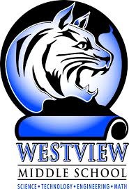 Logo of Westview Middle School featuring a tiger's head and the words "Science, Technology, Engineering, Math."